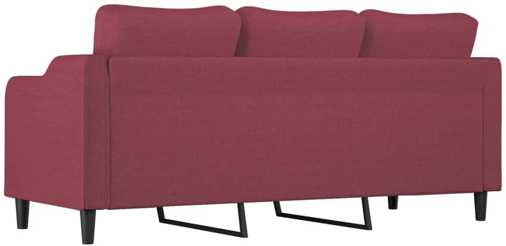 Trivietė sofa, raudonojo vyno spalvos, 180cm, audinys
