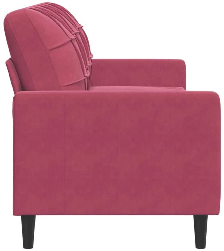 Trivietė sofa, raudonojo vyno spalvos, 180cm, aksomas