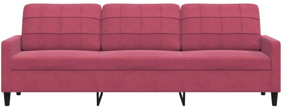 Trivietė sofa, raudonojo vyno spalvos, 210cm, aksomas
