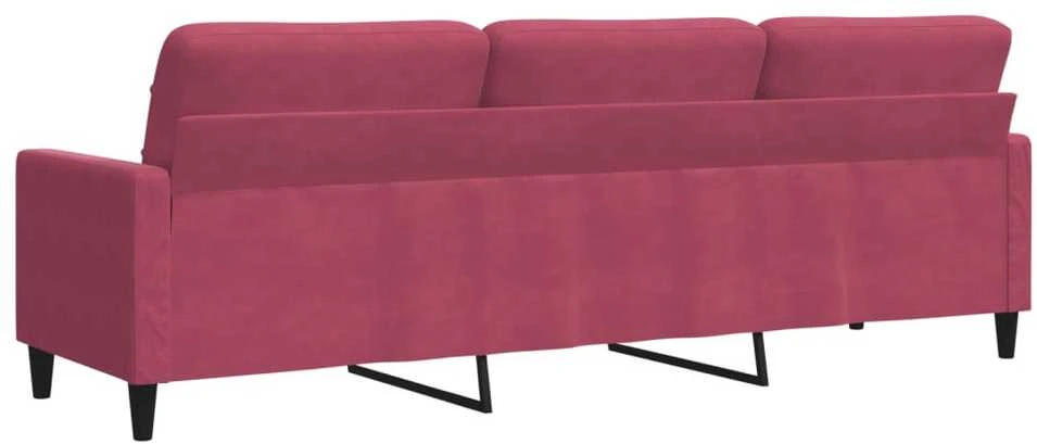 Trivietė sofa, raudonojo vyno spalvos, 210cm, aksomas
