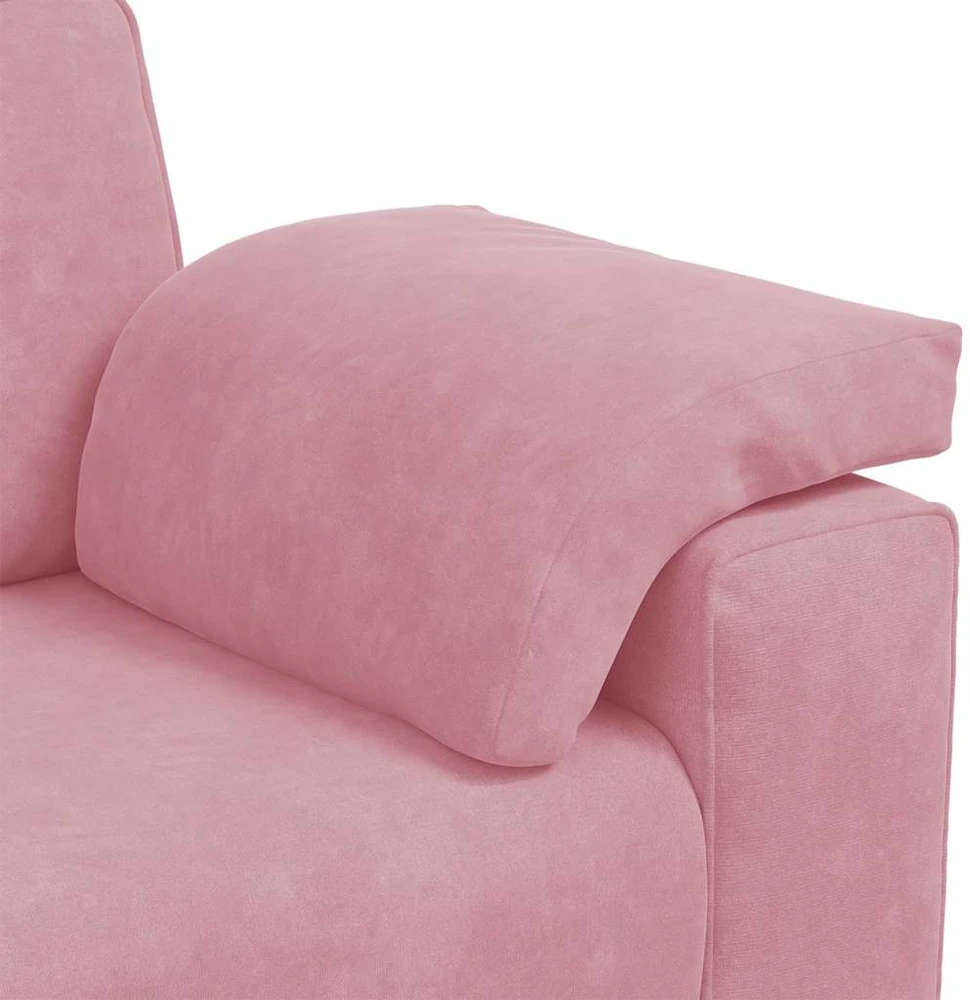 Trivietė sofa, rožinė, 220x77x82 cm, aksomas