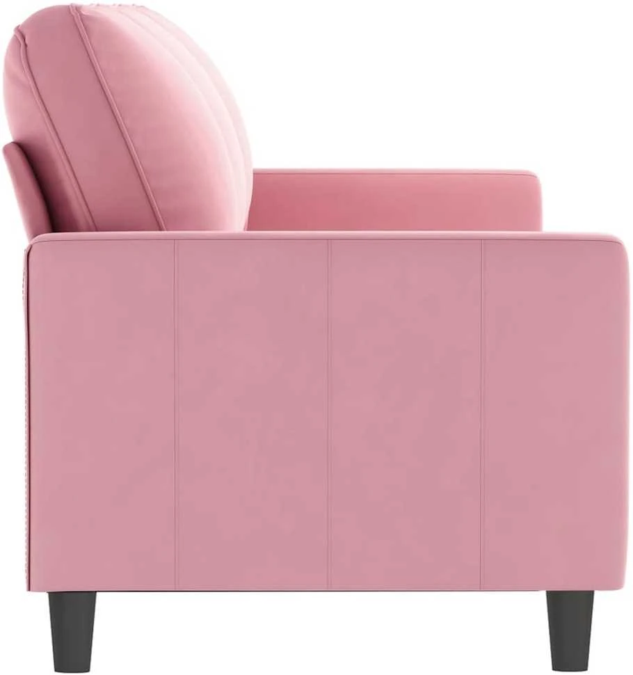Trivietė sofa, rožinės spalvos, 180cm, aksomas