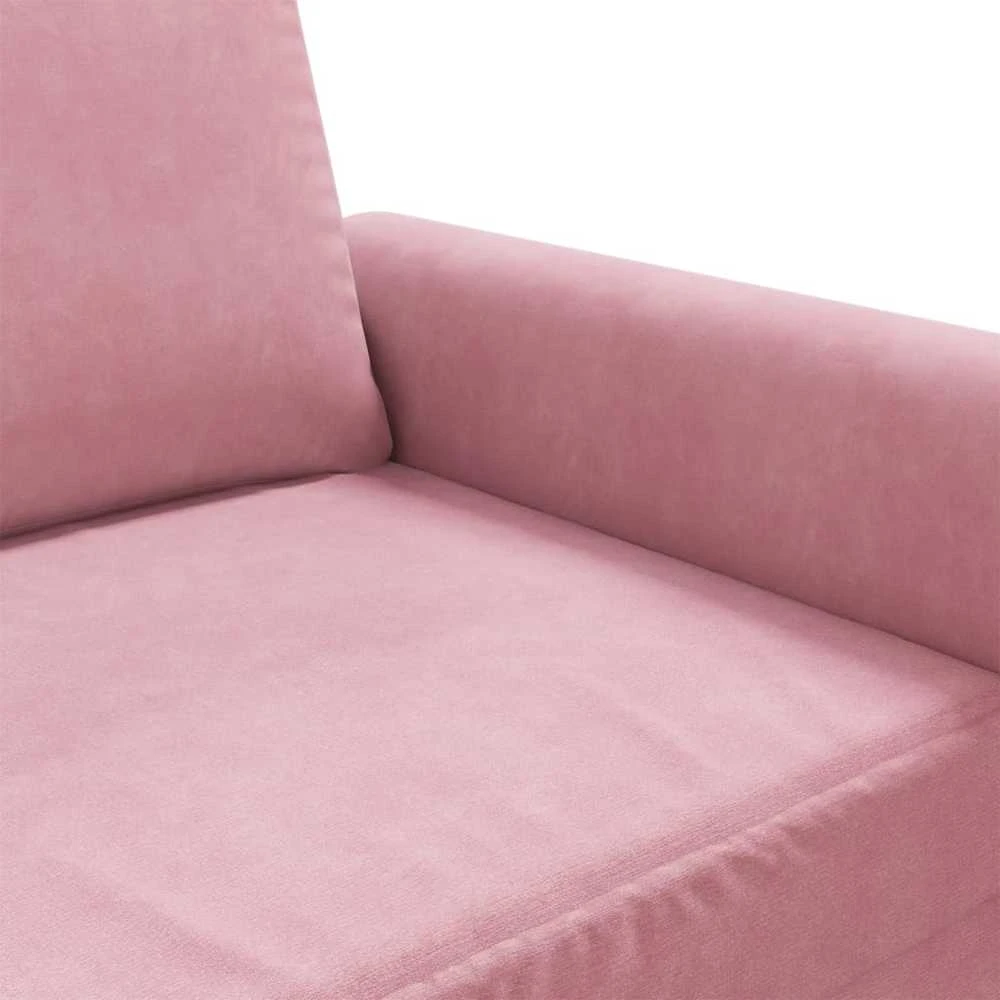 Trivietė sofa, rožinės spalvos, 180cm, aksomas