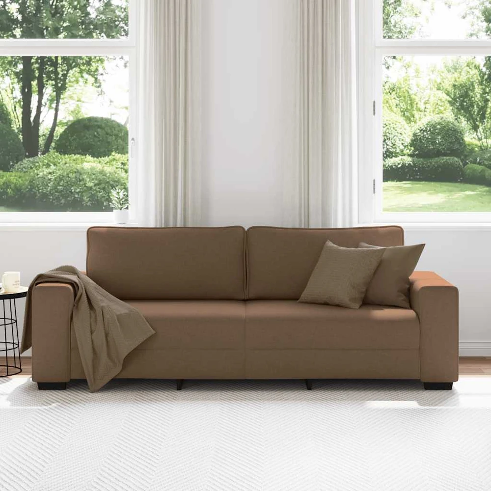 Trivietė sofa, ruda, 220x77x82 cm, audinys