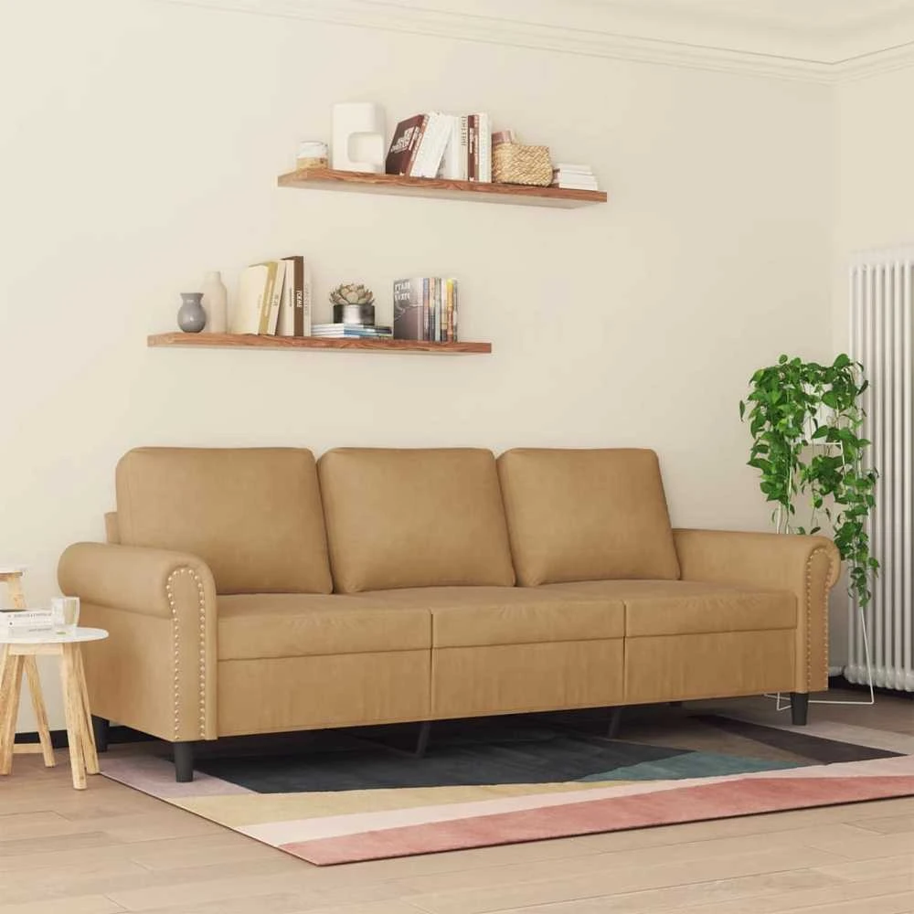 Trivietė sofa, rudos spalvos, 180cm, aksomas