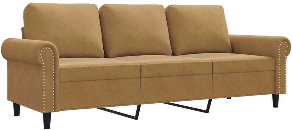 Trivietė sofa, rudos spalvos, 180cm, aksomas