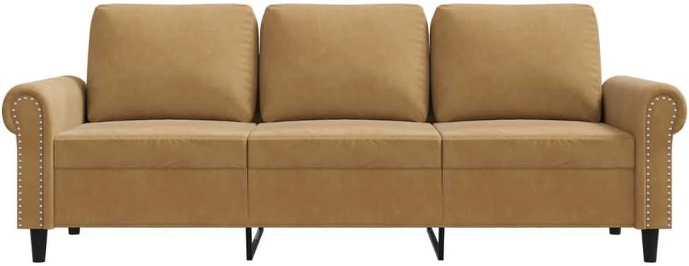 Trivietė sofa, rudos spalvos, 180cm, aksomas
