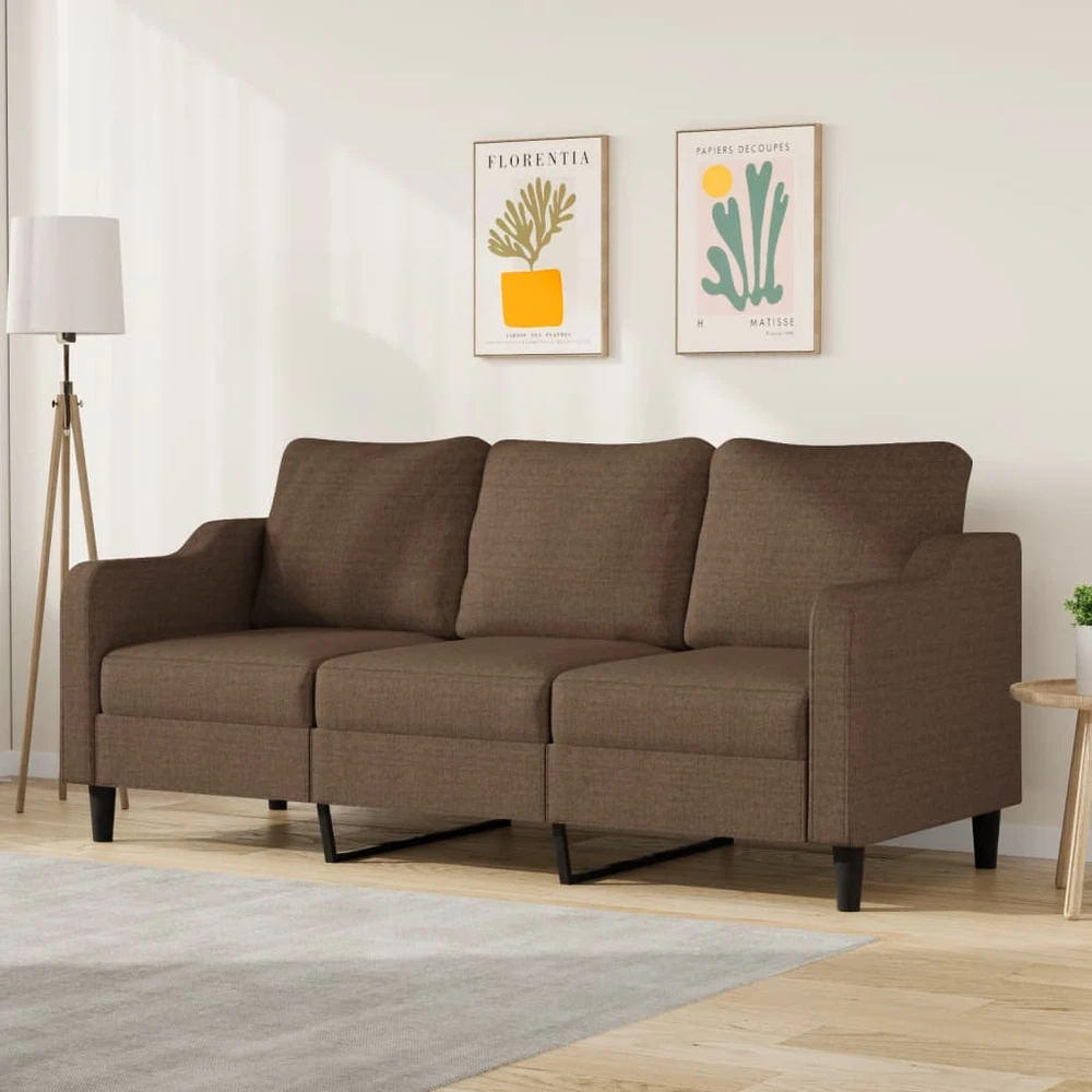 Trivietė sofa, rudos spalvos, 180cm, audinys