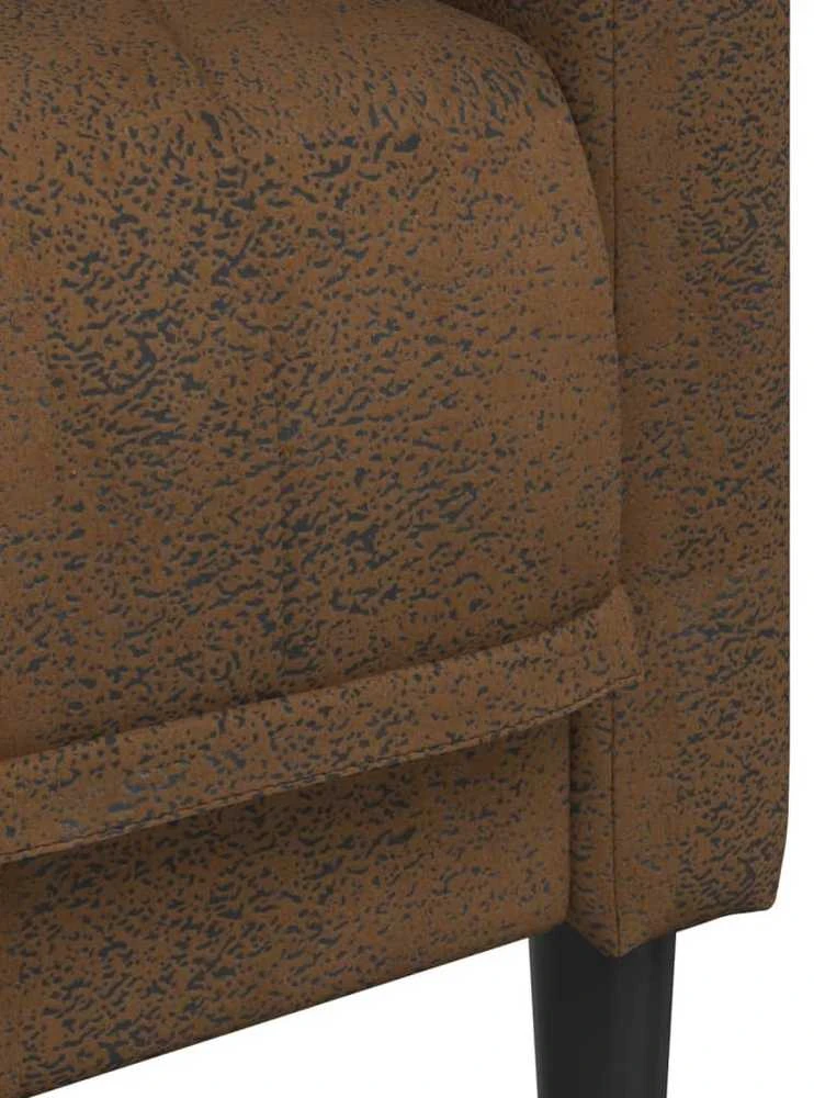 Trivietė sofa, rudos spalvos, dirbtinė versta oda