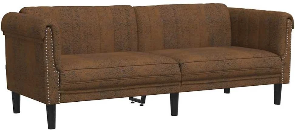 Trivietė sofa, rudos spalvos, aksomas