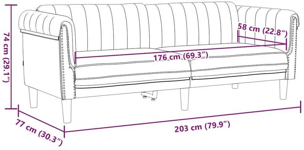 Trivietė sofa, rudos spalvos, aksomas