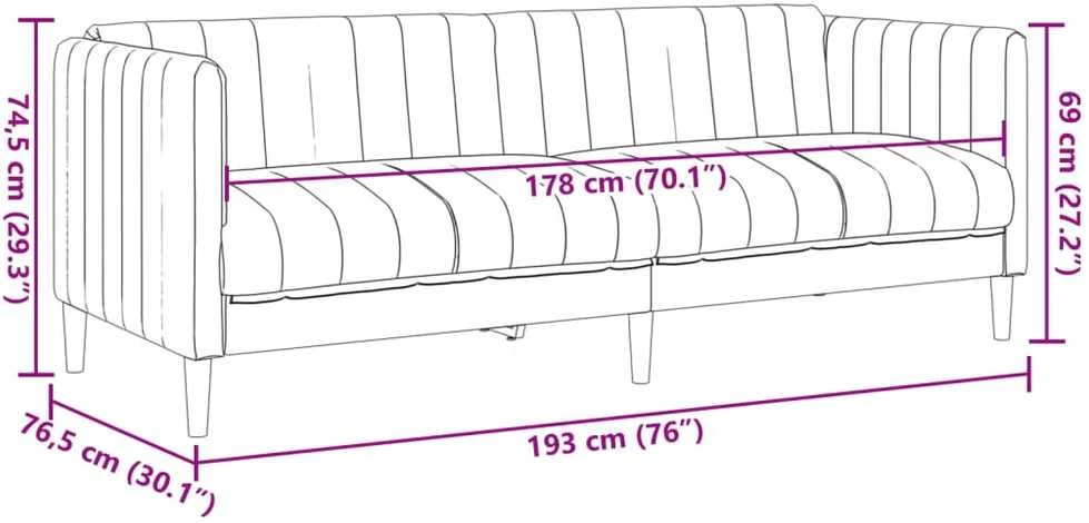 Trivietė sofa, rudos spalvos, dirbtinė versta oda