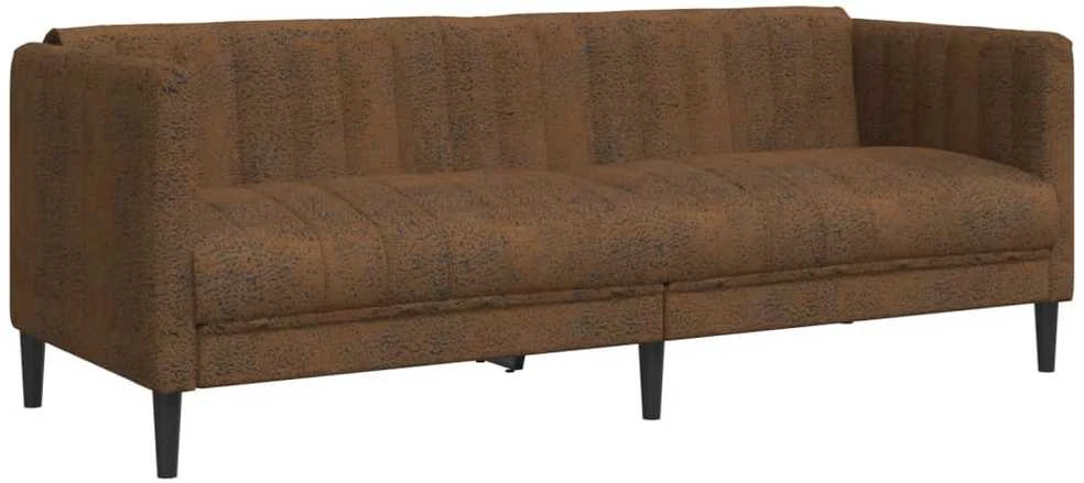Trivietė sofa, rudos spalvos, dirbtinė versta oda