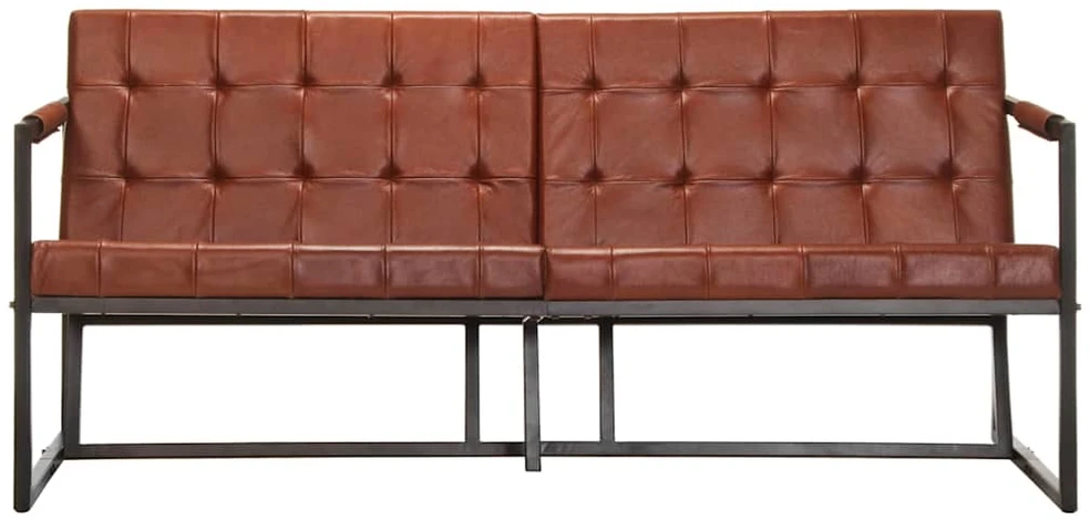 Trivietė sofa, rudos spalvos, tikra ožkos oda