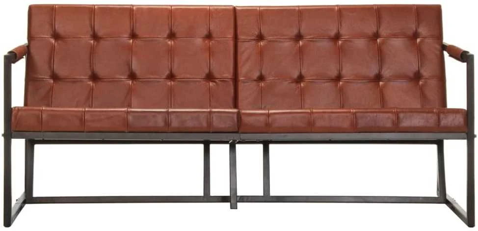 Trivietė sofa, rudos spalvos, tikra ožkos oda