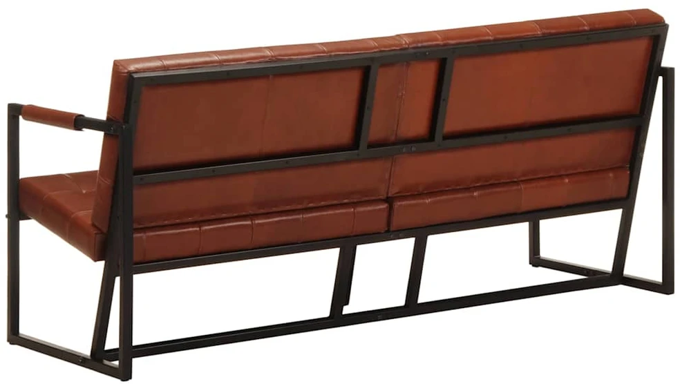 Trivietė sofa, rudos spalvos, tikra ožkos oda