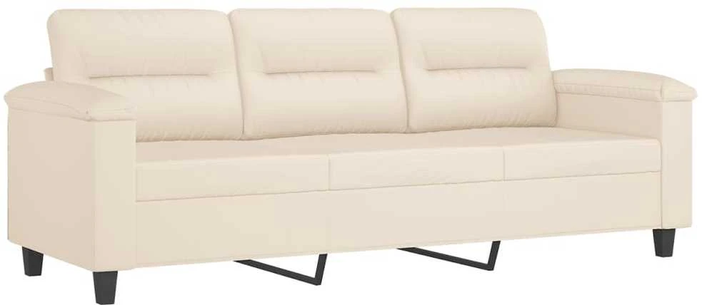 Trivietė sofa, smėlio spalvos, 180cm, mikropluošto audinys
