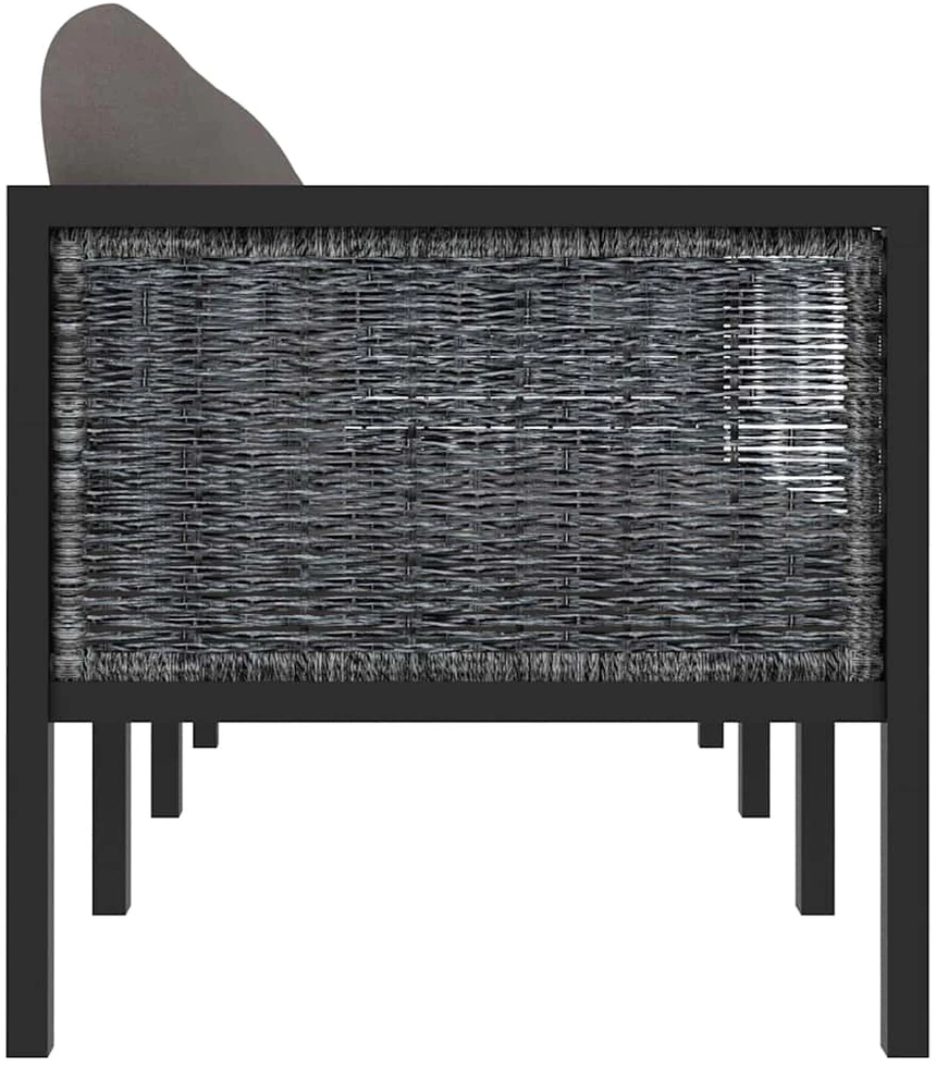 Lauko baldų komplektas Trivietė sofa su pagalvėlėmis, antracito spalvos, poliratanas