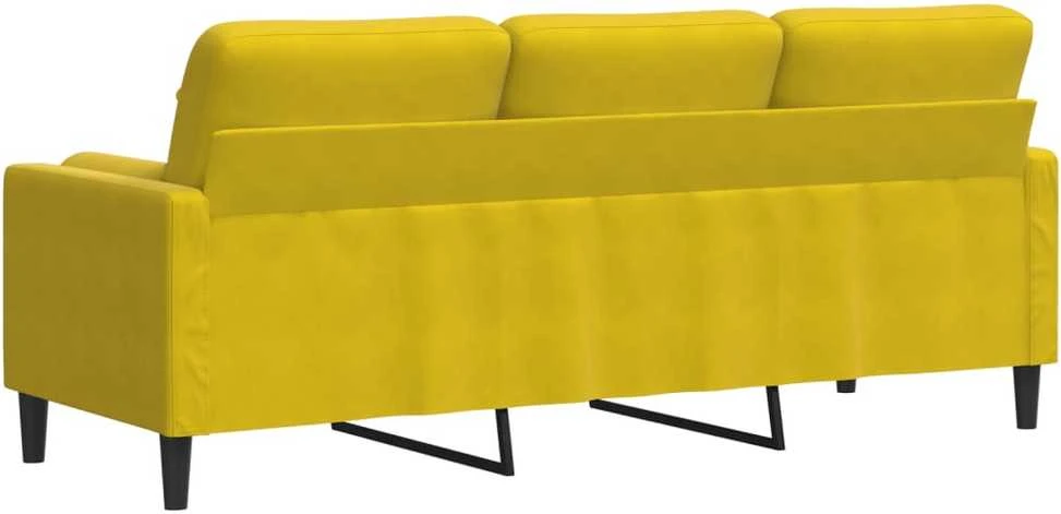 Trivietė sofa su pagalvėlėmis, geltonos spalvos, 180cm, aksomas
