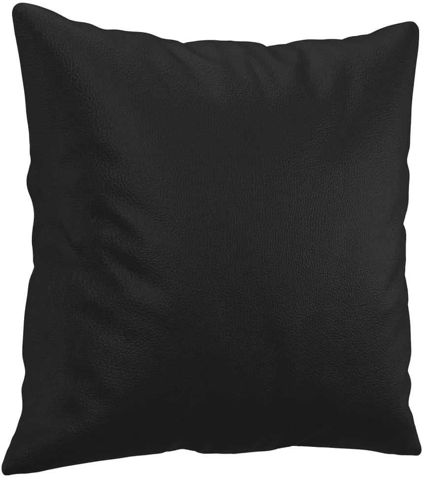 Trivietė sofa su pagalvėlėmis, juoda, 180cm, dirbtinė oda