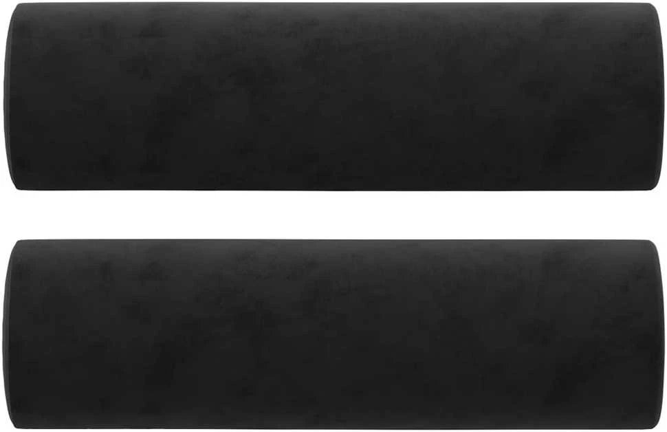 Trivietė sofa su pagalvėlėmis, juodos spalvos, 180cm, aksomas