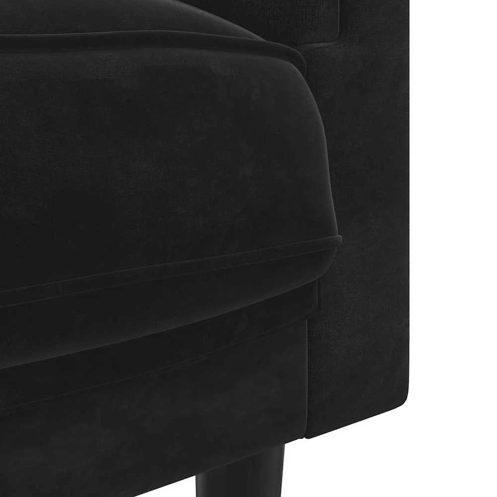 Trivietė sofa su pagalvėlėmis, juodos spalvos, aksomas