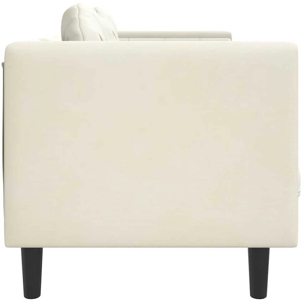 Trivietė sofa su pagalvėlėmis, kreminės spalvos, aksomas