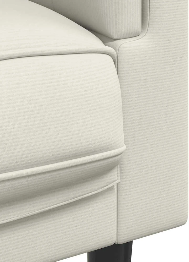 Trivietė sofa su pagalvėlėmis, kreminės spalvos, aksomas
