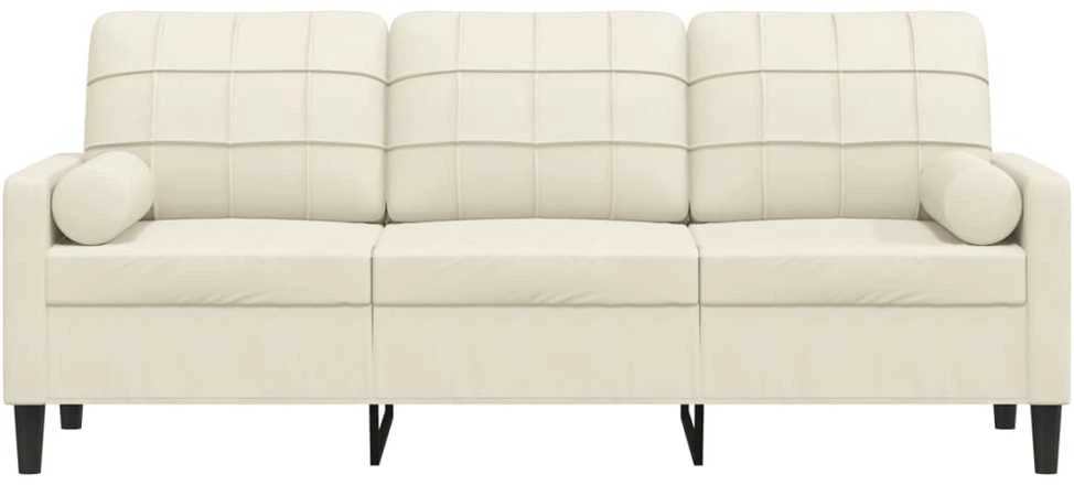 Trivietė sofa su pagalvėlėmis, kreminės spalvos, 180cm, aksomas