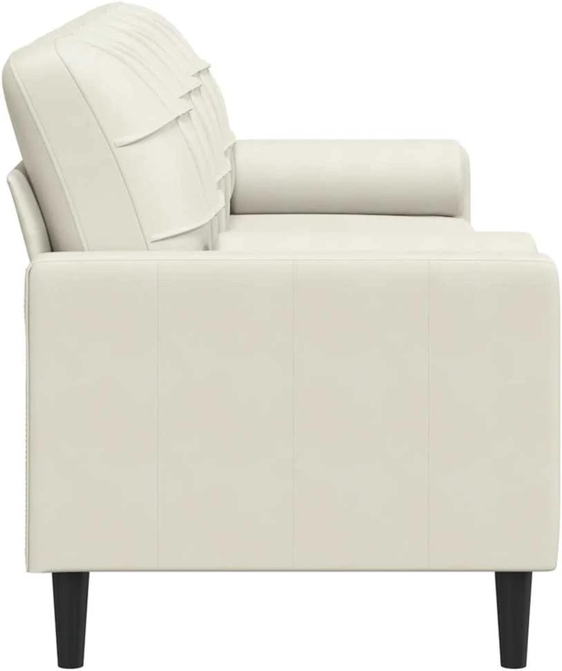 Trivietė sofa su pagalvėlėmis, kreminės spalvos, 210cm, aksomas