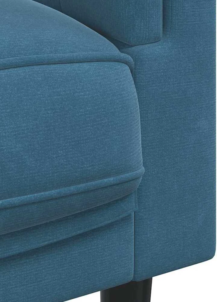 Trivietė sofa su pagalvėlėmis, mėlynos spalvos, aksomas