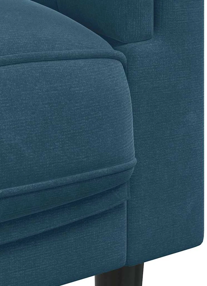 Trivietė sofa su pagalvėlėmis, mėlynos spalvos, aksomas