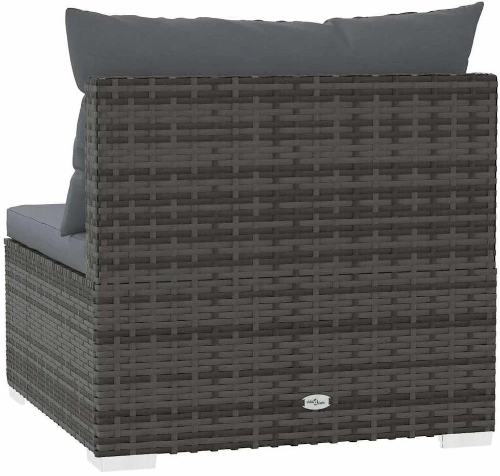Lauko baldų komplektas Trivietė sofa su pagalvėlėmis, pilkos spalvos, poliratanas