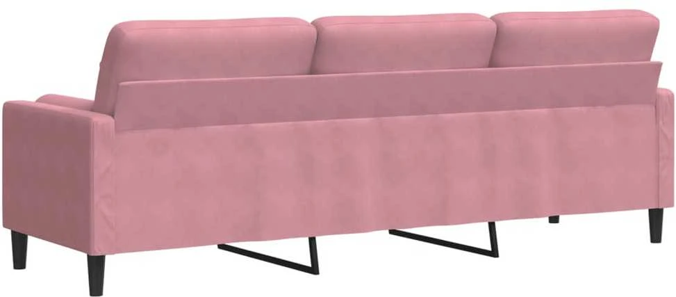 Trivietė sofa su pagalvėlėmis, rožinės spalvos, 210cm, aksomas