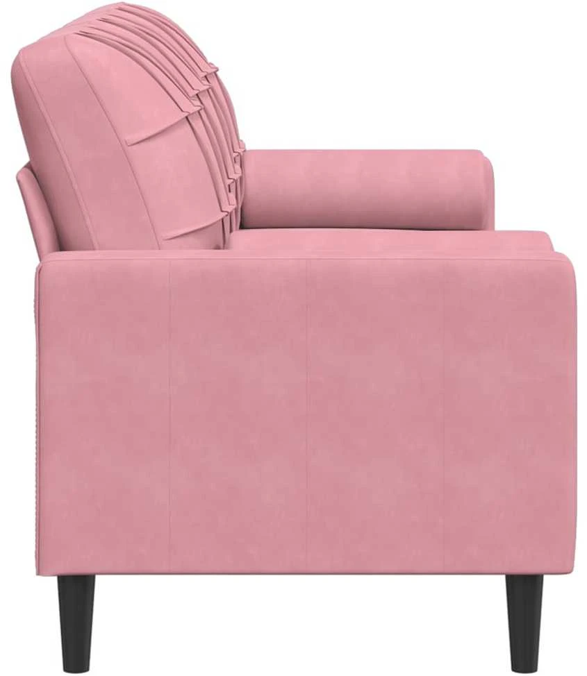 Trivietė sofa su pagalvėlėmis, rožinės spalvos, 180cm, aksomas