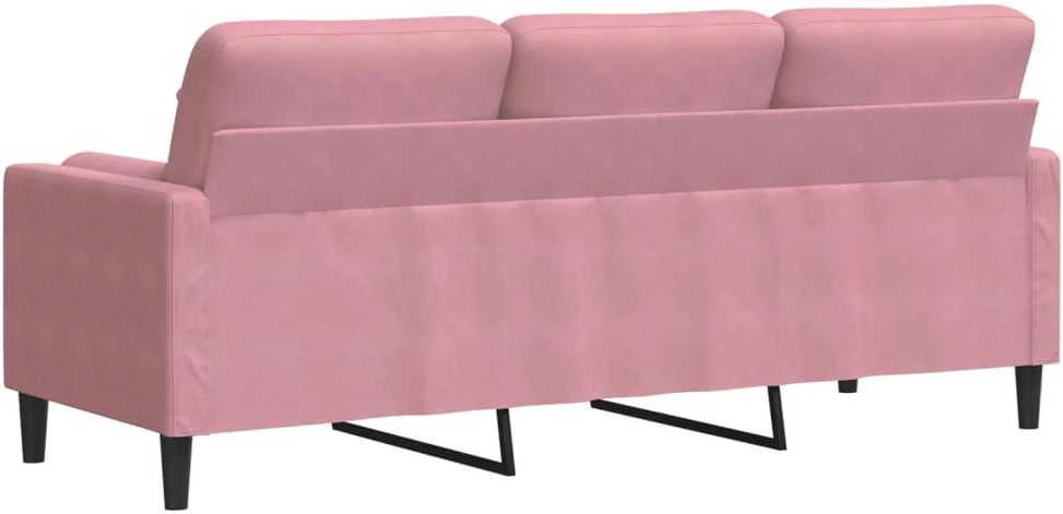 Trivietė sofa su pagalvėlėmis, rožinės spalvos, 180cm, aksomas