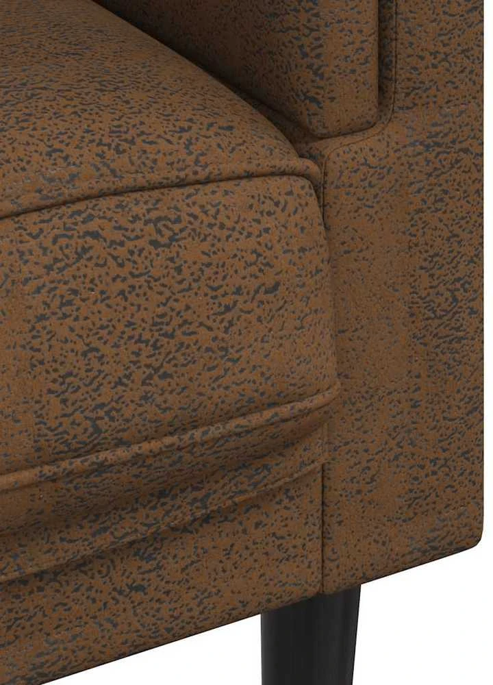 Trivietė sofa su pagalvėlėmis, rudos spalvos, aksomas