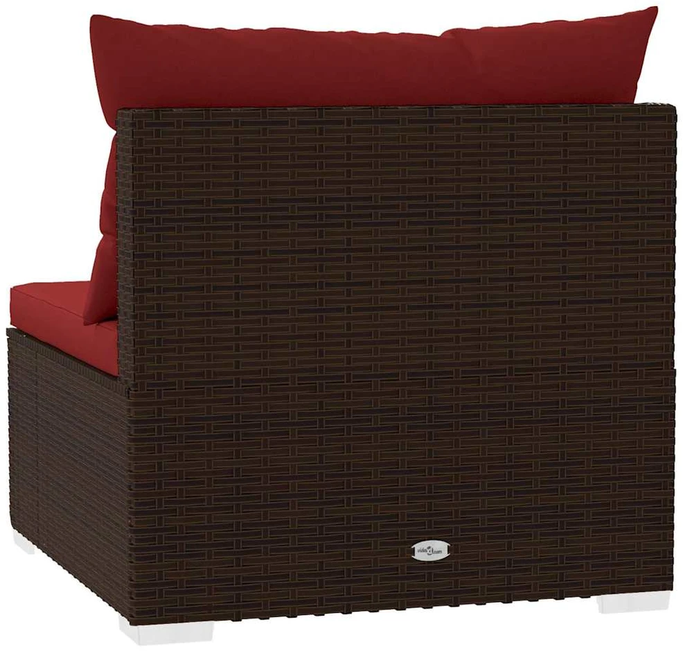 Trivietė sofa su pagalvėlėmis, rudos spalvos, poliratanas