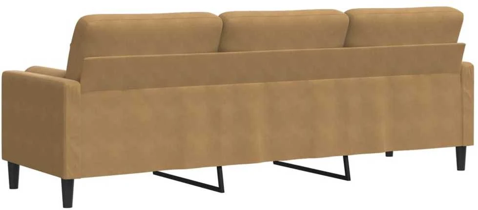 Trivietė sofa su pagalvėlėmis, rudos spalvos, 210cm, aksomas