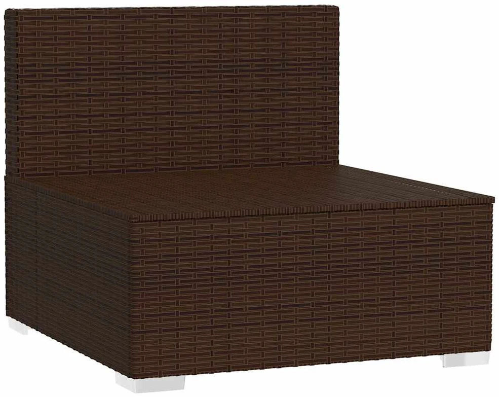 Trivietė sofa su pagalvėlėmis, rudos spalvos, poliratanas