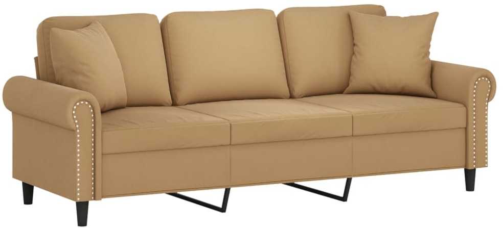 Trivietė sofa su pagalvėlėmis, rudos spalvos, 180cm, aksomas