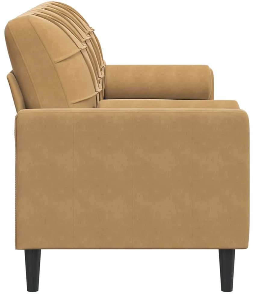 Trivietė sofa su pagalvėlėmis, rudos spalvos, 180cm, aksomas