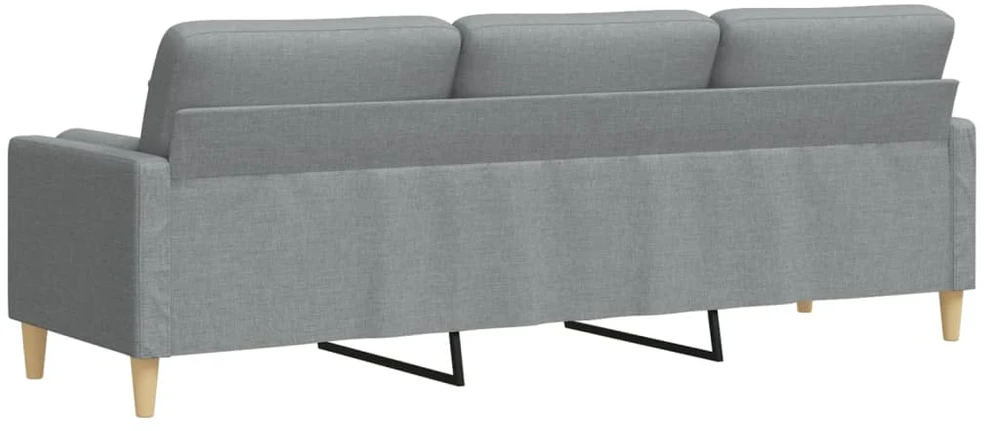 Trivietė sofa su pagalvėlėmis, šviesiai pilka, 210cm, audinys