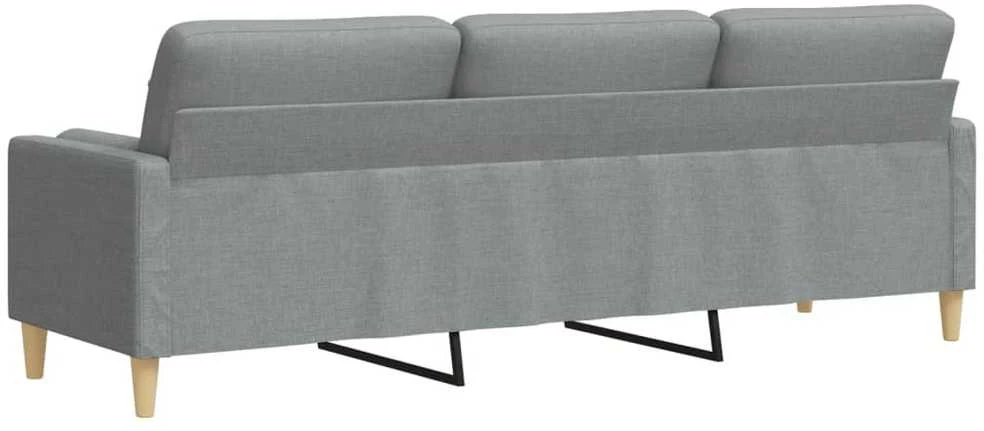 Trivietė sofa su pagalvėlėmis, šviesiai pilka, 210cm, audinys