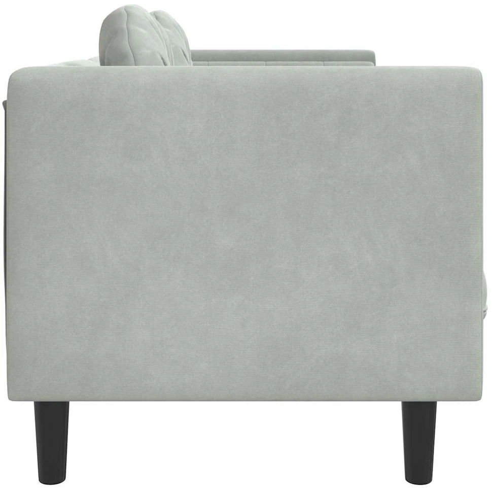 Trivietė sofa su pagalvėlėmis, šviesiai pilkos spalvos, aksomas