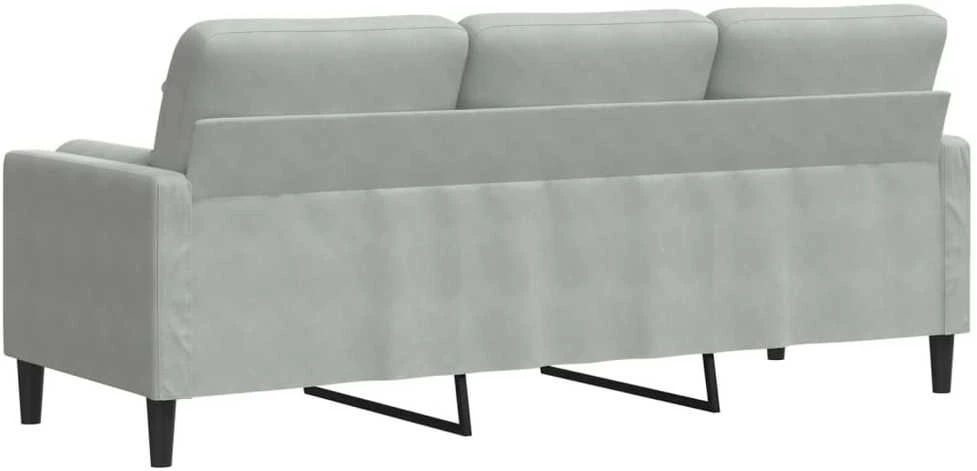 Trivietė sofa su pagalvėlėmis, šviesiai pilka, 180cm, aksomas