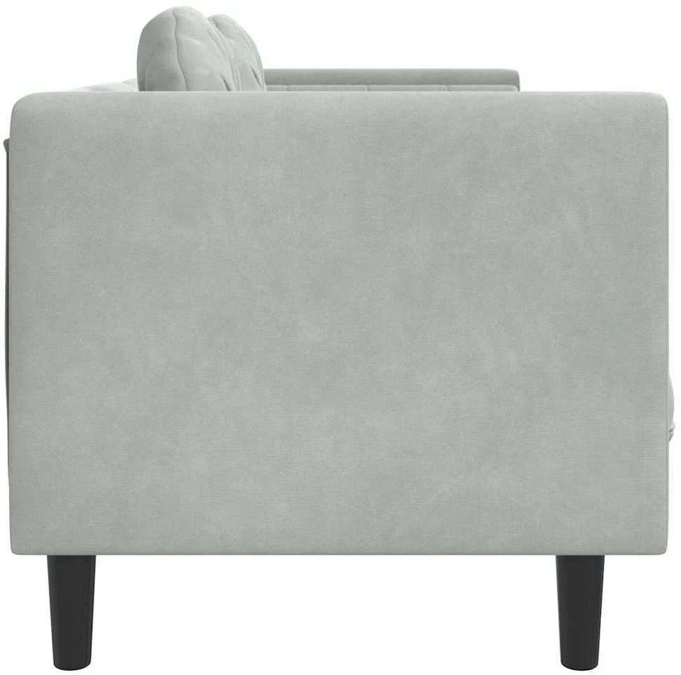 Trivietė sofa su pagalvėlėmis, šviesiai pilkos spalvos, aksomas