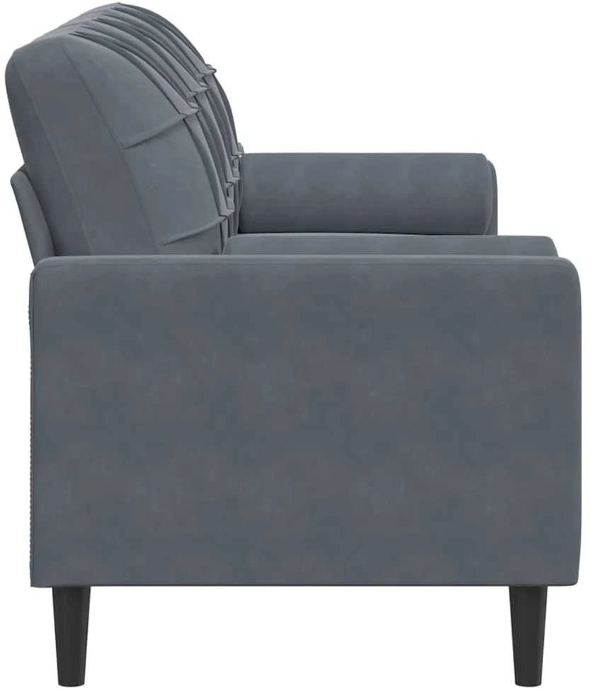 Trivietė sofa su pagalvėlėmis, tamsiai pilka, 180cm, aksomas