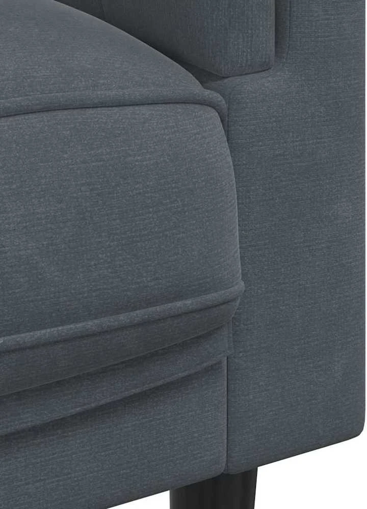 Trivietė sofa su pagalvėlėmis, tamsiai pilkos spalvos, aksomas