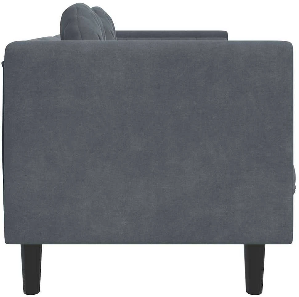 Trivietė sofa su pagalvėlėmis, tamsiai pilkos spalvos, aksomas